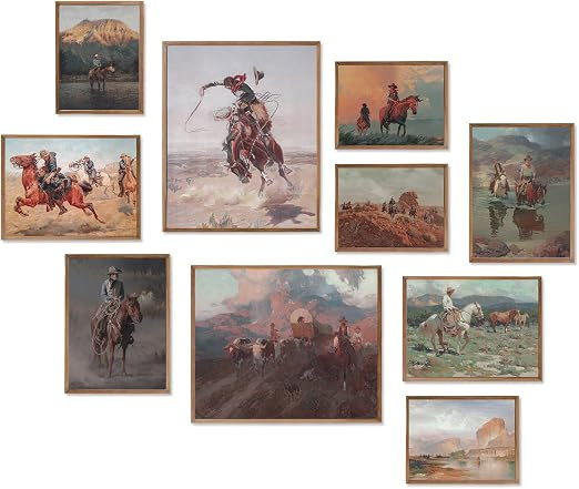 Western Cowboy Decor Western Wall Decor,Rustic Old Southwestern Wall Art Vintage Cowboy Oil Paint... | Amazon (US)