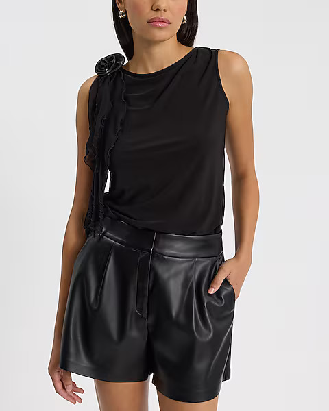Stylist High Waisted Faux Leather Pleated Shorts | Express