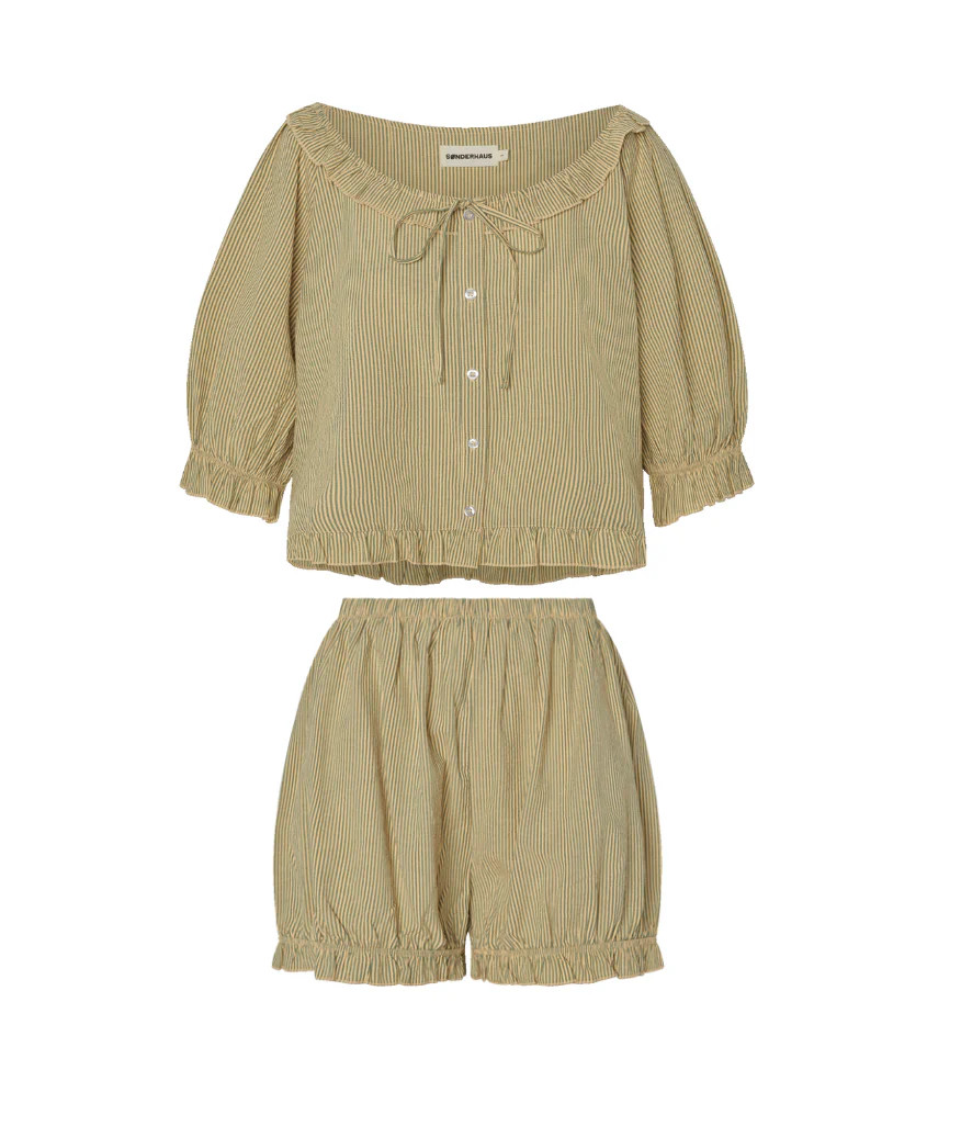 The Romeo Sleep Set - Green Stripe | Sonderhuas