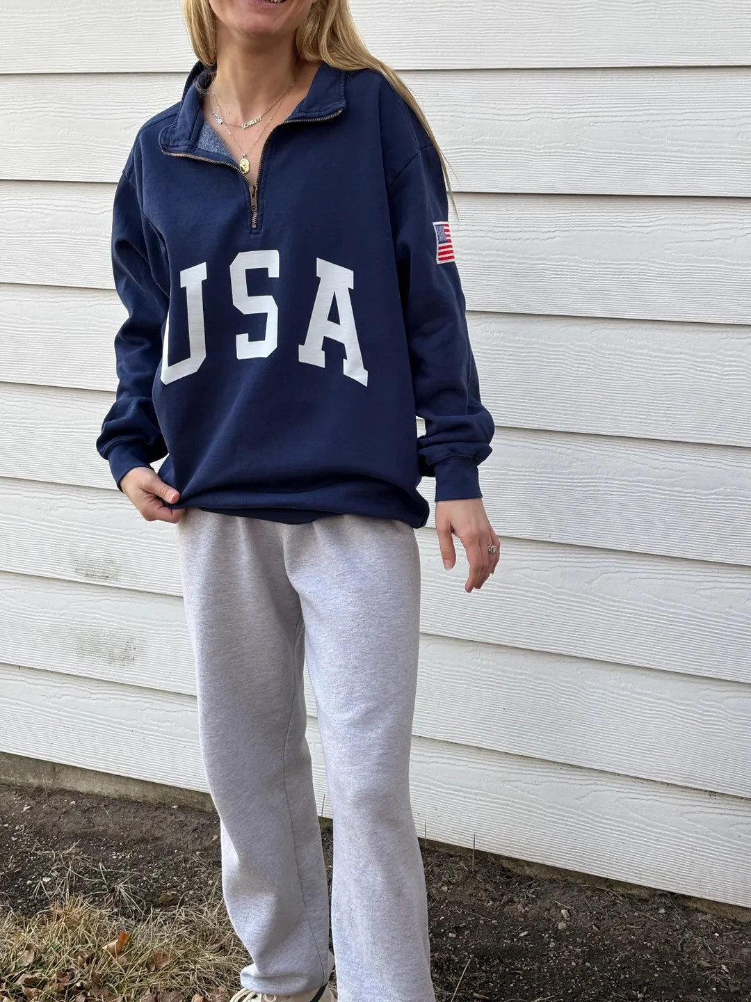 New Comfort Colors Retro USA With Flag Patch Quarter Zip Sweatshirt // Size S-3XL - Etsy | Etsy (US)