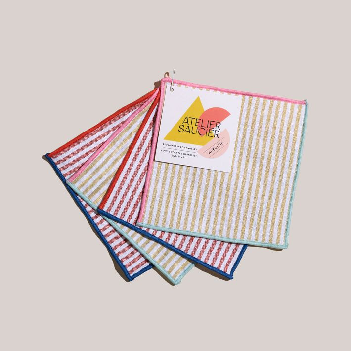 Atelier Saucier Carnival Stripe Cocktail Napkins (Set of 4) | West Elm (US)