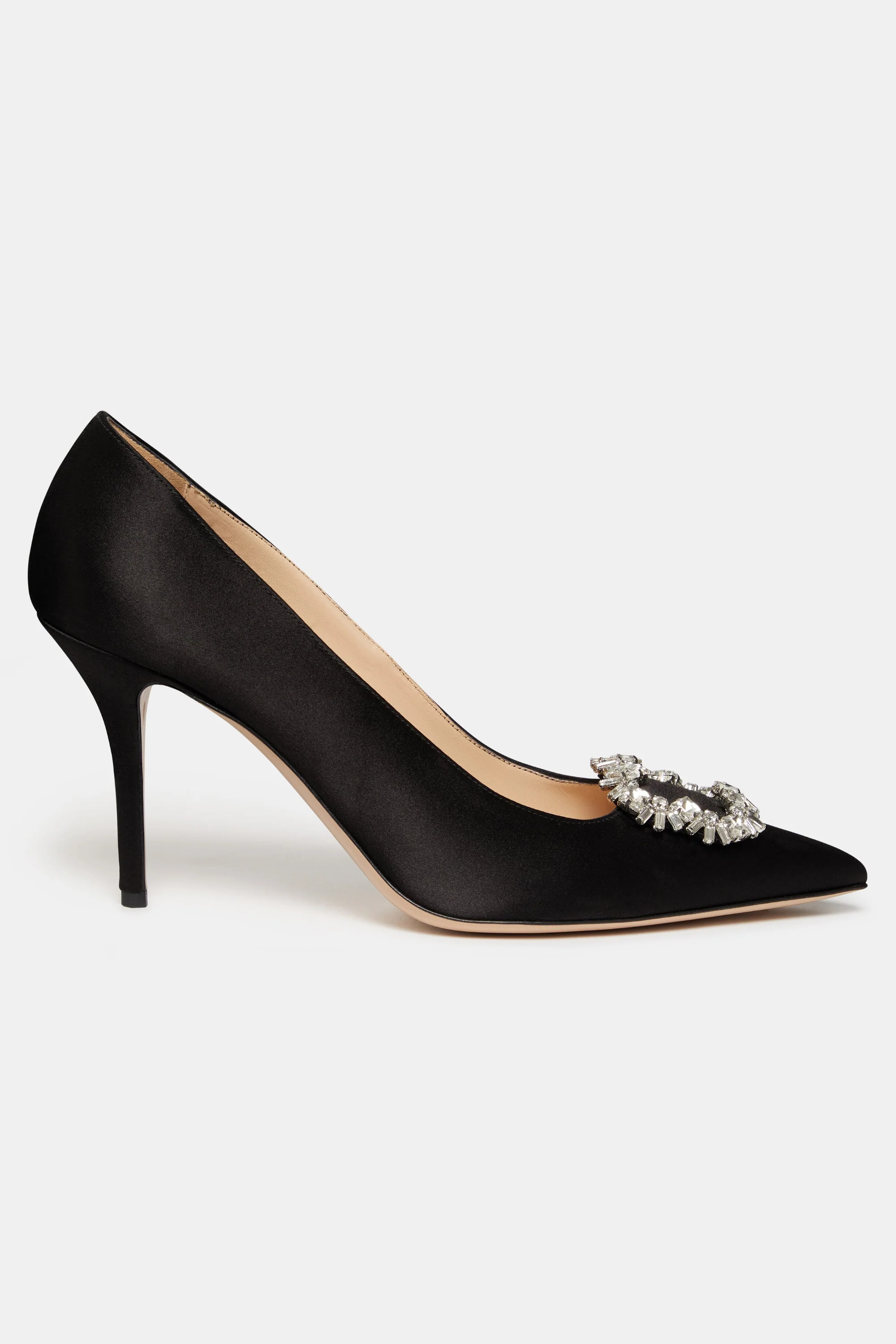 Sophia Shoe With Firework Buckle In Black Satin | Emilia Wickstead