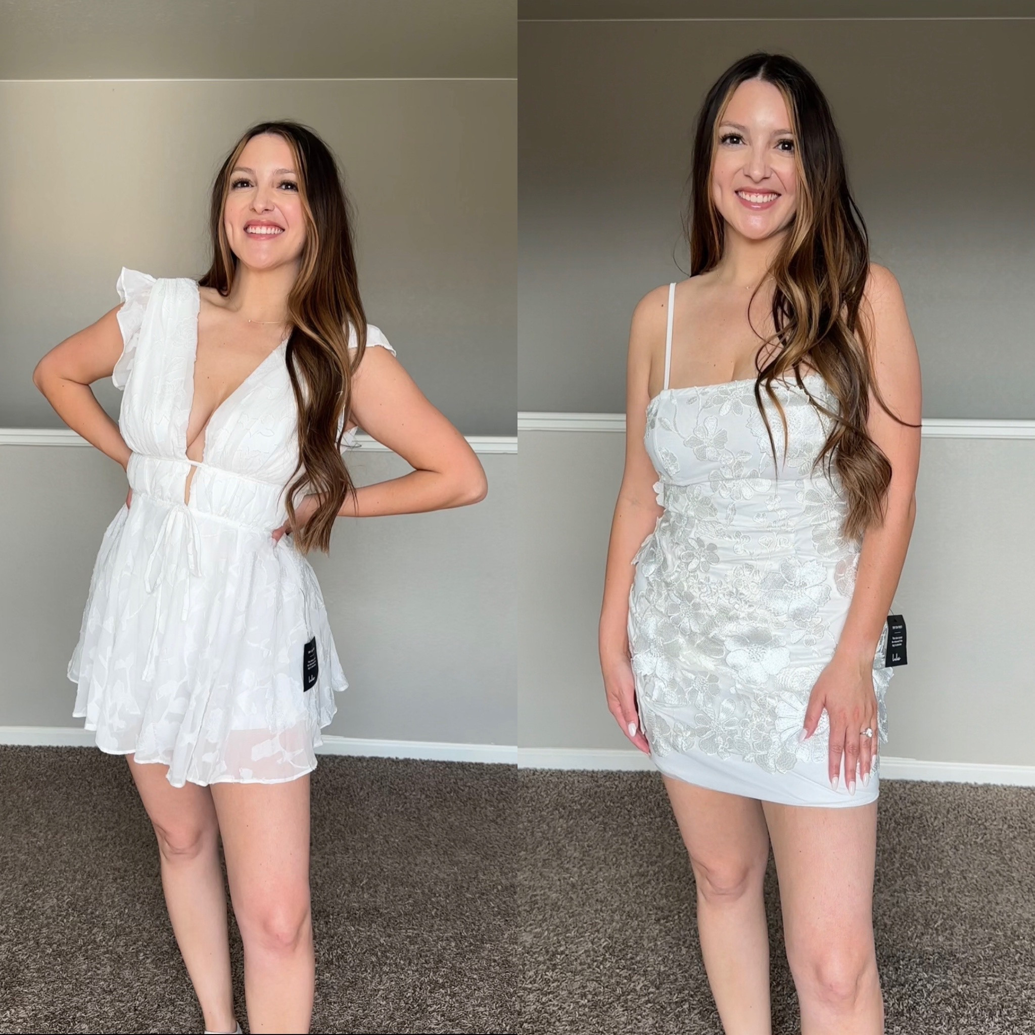Lulus White Dress + Romper 🤍 Perfect for bridal shower or bachelorette! 

#LTKWedding