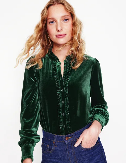 Caroline Jersey Velvet Shirt | Boden UK