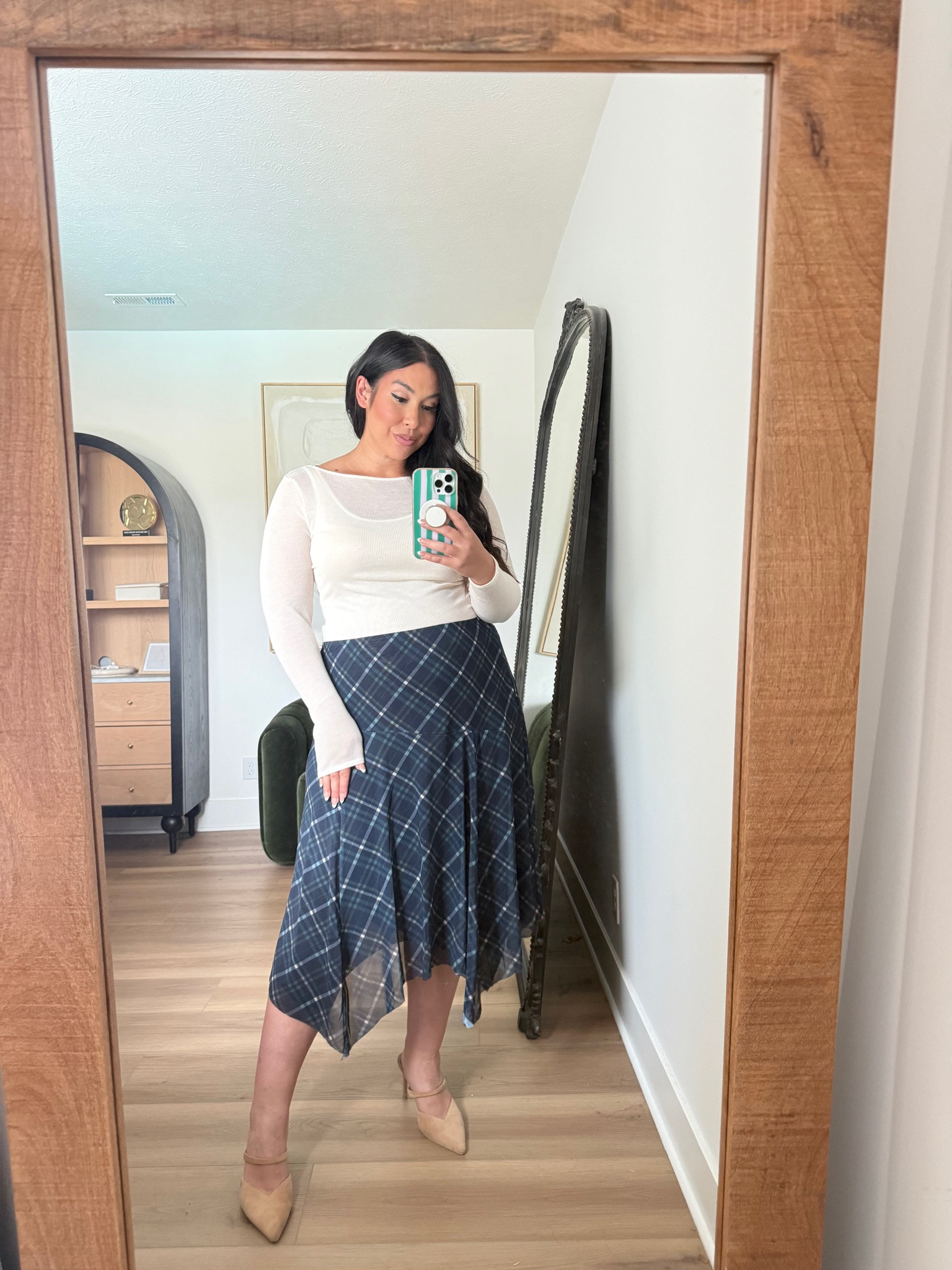 How fun is this blue plaid skirt? Wearing an XXL in the skirt! midsize, fall fashion, fall style, walmart skirt, plaid skirt, trending fall, affordable fashion, walmart fashion 

 #LTKSeasonal #LTKMidsize