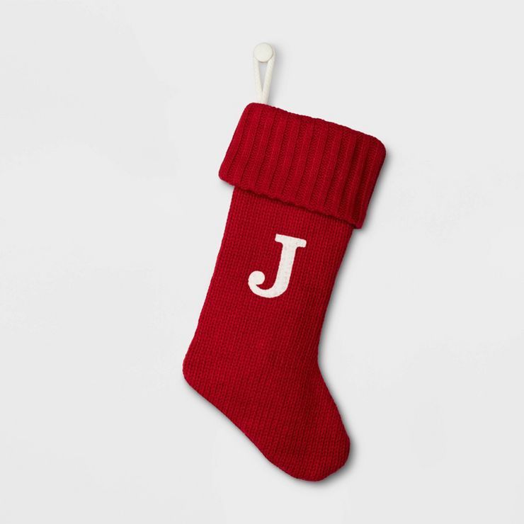 Knit Monogram Christmas Stocking Red J - Wondershop&#8482; | Target