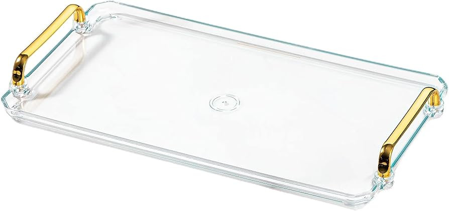 Acrylic Serving Tray with Handles Ottoman Countertop Decorative Tray Serving Tray Spill-Proof Tra... | Amazon (US)