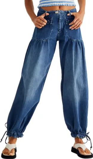 Free People Lotus High Waist Tie Hem Barrel Leg Jeans | Nordstrom | Nordstrom