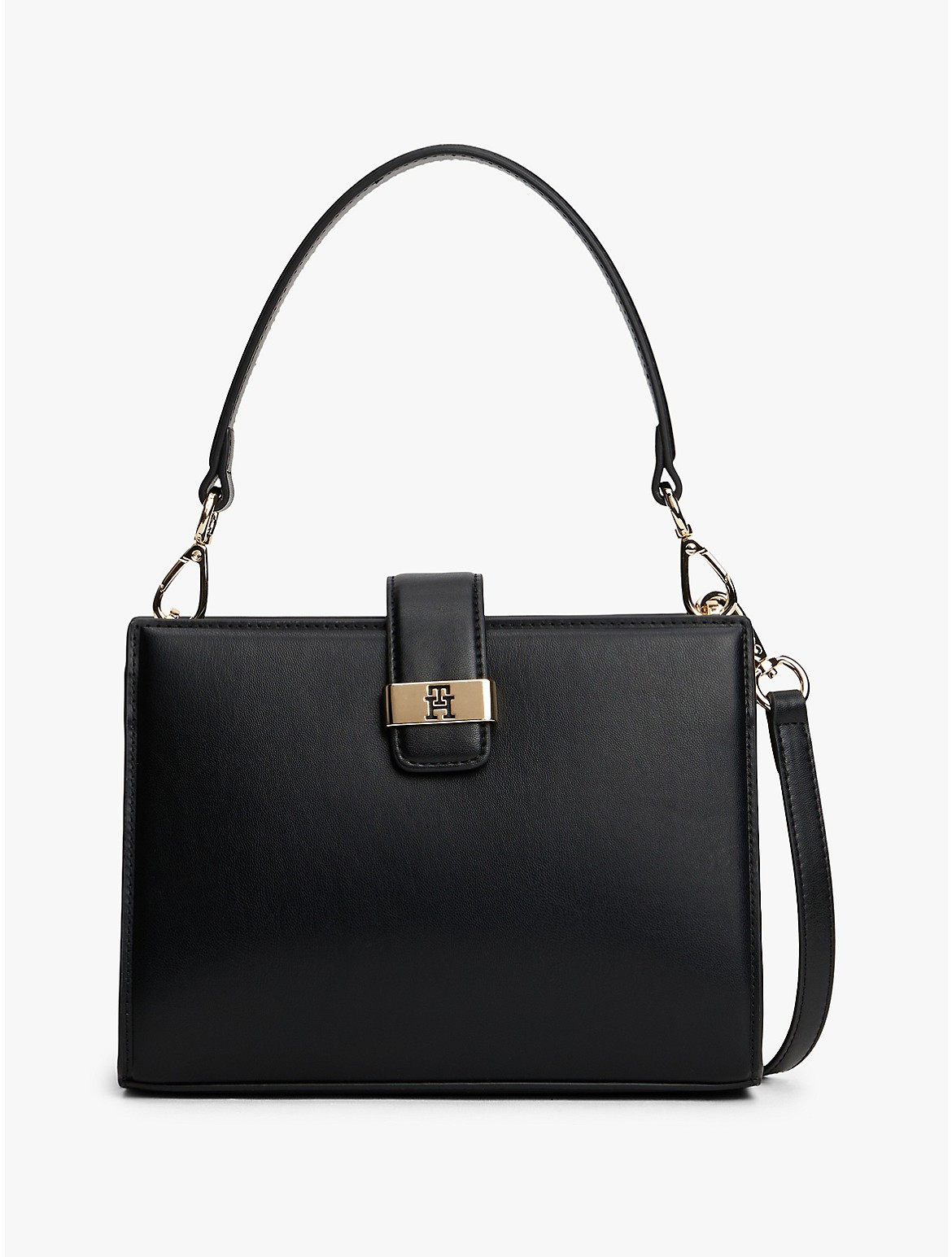 Tommy Hilfiger Women's Monogram Clasp Mini Satchel Bag - Black | Tommy Hilfiger (US)