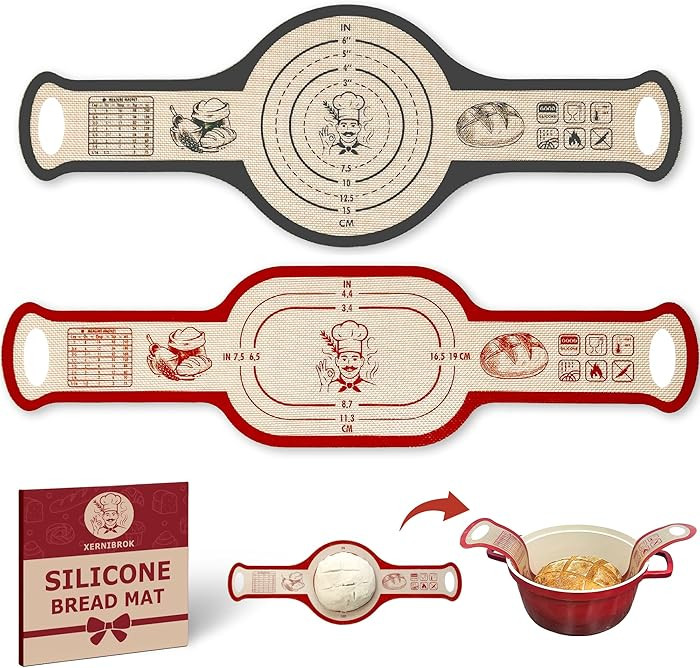 Silicone Bread Sling for Dutch Oven, 2 PCS Non-Stick Reusable Bread Baking Mats with Long Handles... | Amazon (US)