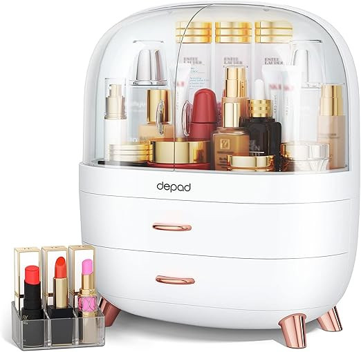 DEPAD Makeup Organizer Holder, Cosmetic Storage Box Skincare Organizer with 2-Layer Drawers, Wate... | Amazon (US)