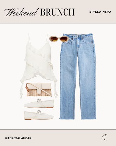 Outfit inspiration: weekend brunch! Jeans, white flowy top, mesh ballet flats, summer outfit 

#LTKFindsUnder50 #LTKStyleTip #LTKFindsUnder100