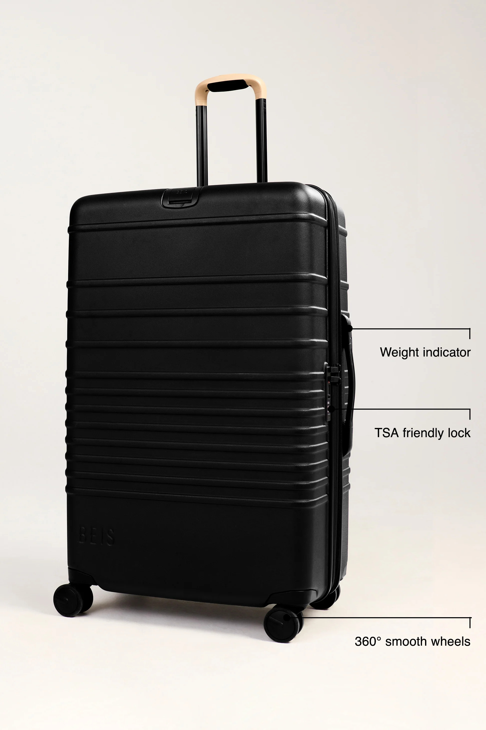 BÉIS 'The Large Check-In Roller' in Black - 29 inch Checked Rolling Luggage & Suitcase | BEIS