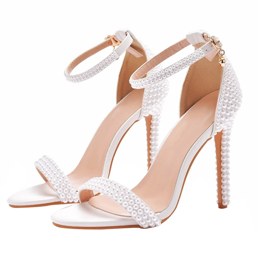 Pearl High Heel Wedding Shoes Pointed Open Toe Heels Sandals High-heeled Sheer Dress for Girls Fa... | Walmart (US)