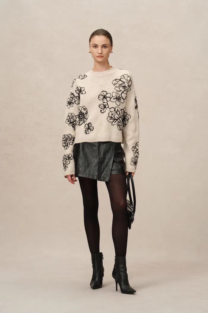 Poppy Embroidered Sweater in Chunky Wool Knit | Fabrique