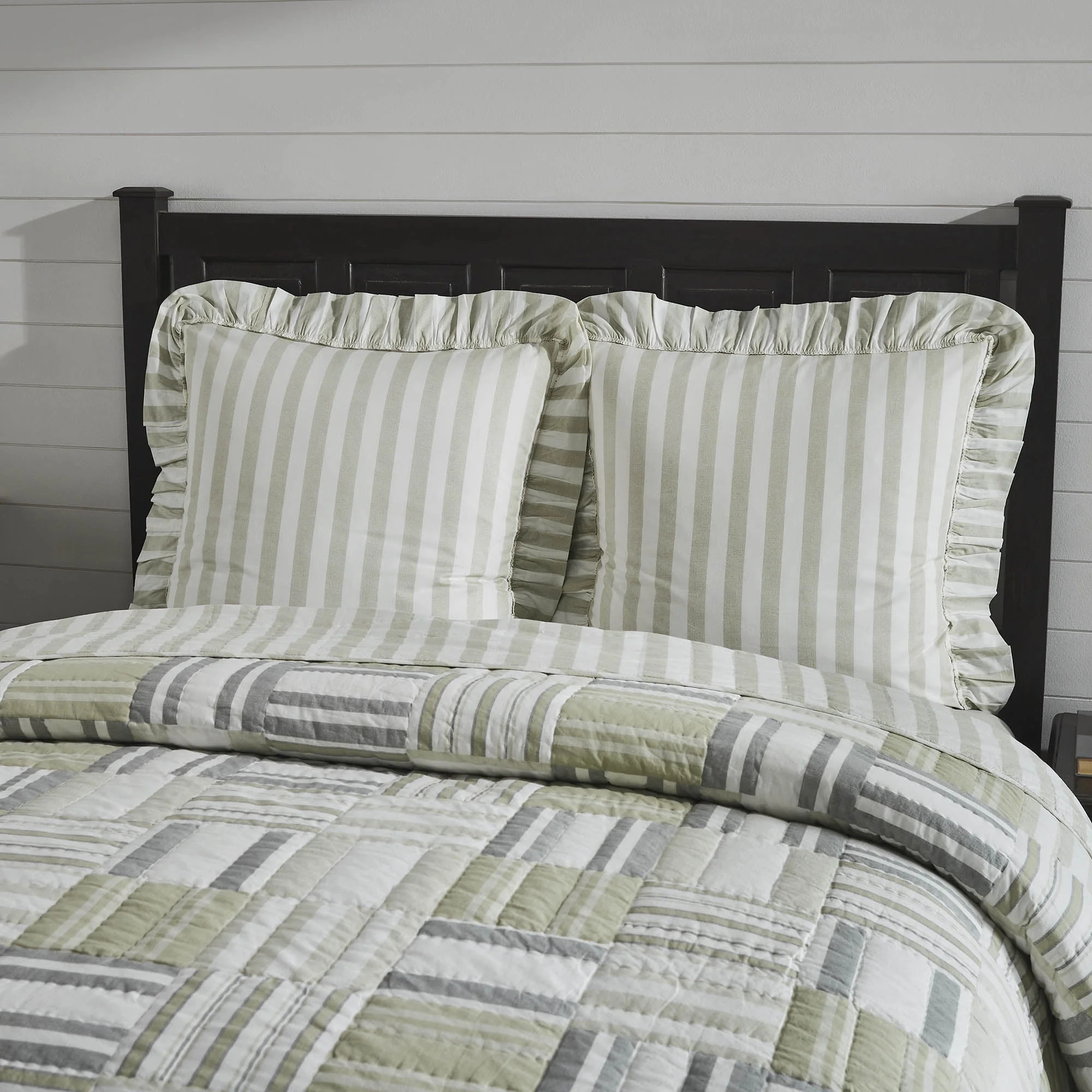 VHC Brands Finders Keepers Ruffled Fabric 2 Piece Euro Sham for Pillows Tan White Striped Farmhou... | Walmart (US)