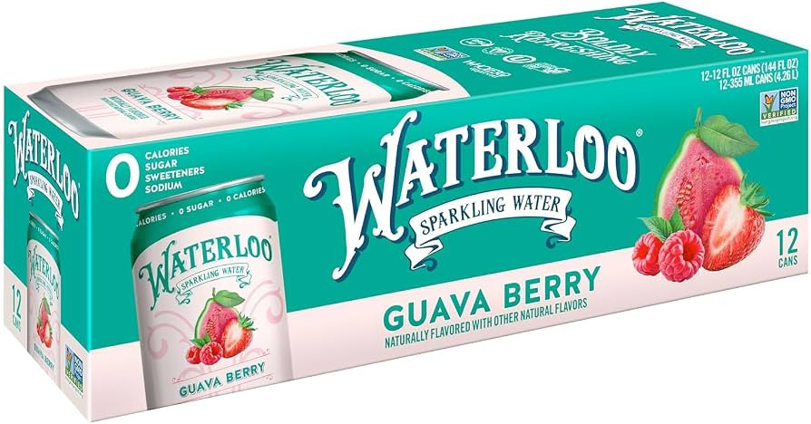Waterloo Sparkling Water, Guava Berry Naturally Flavored, 12 Fl Oz Cans (Pack of 12) – Zero Cal... | Amazon (US)