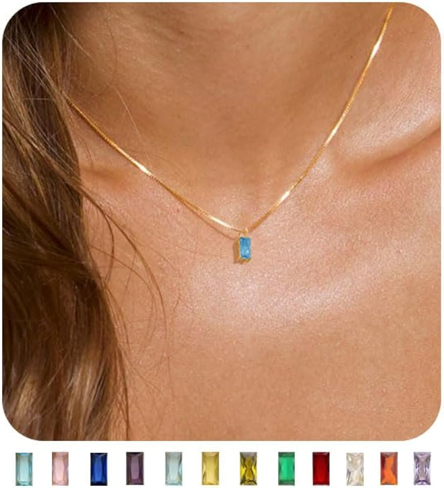 FUNEIA Diamond Necklaces for Women 14K Gold Plated Emerald Birthstone Necklace for Women Mothers ... | Amazon (US)