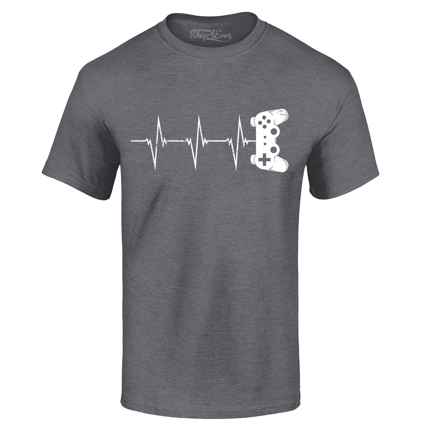 Shop4Ever Men's Gamer Heartbeat Controller Graphic T-shirt Large Dark Heather | Walmart (US)