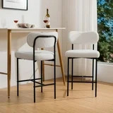 Hommpa Bar Stools Set of 2 with Back & Footrest 26" Counter Height Barstools Boucle Bar Chairs Mo... | Walmart (US)