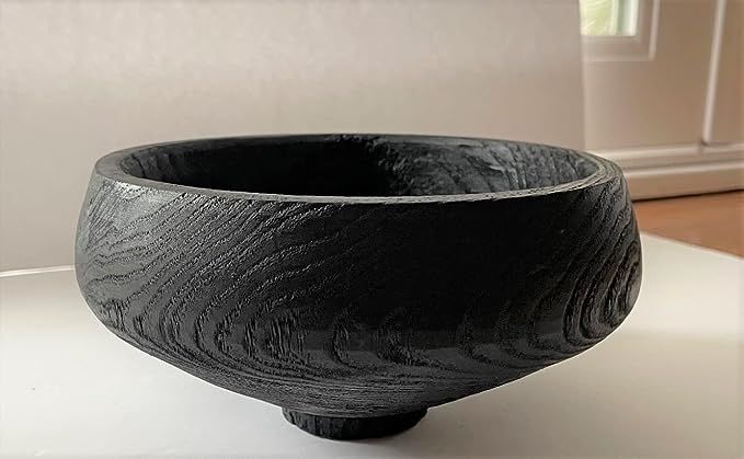 Decorative Wooden Bowl- Black, Rustic/ Distressed Handmade, Candy Bowl, Fruit Bowl, Round wood bowl  | Amazon (US)