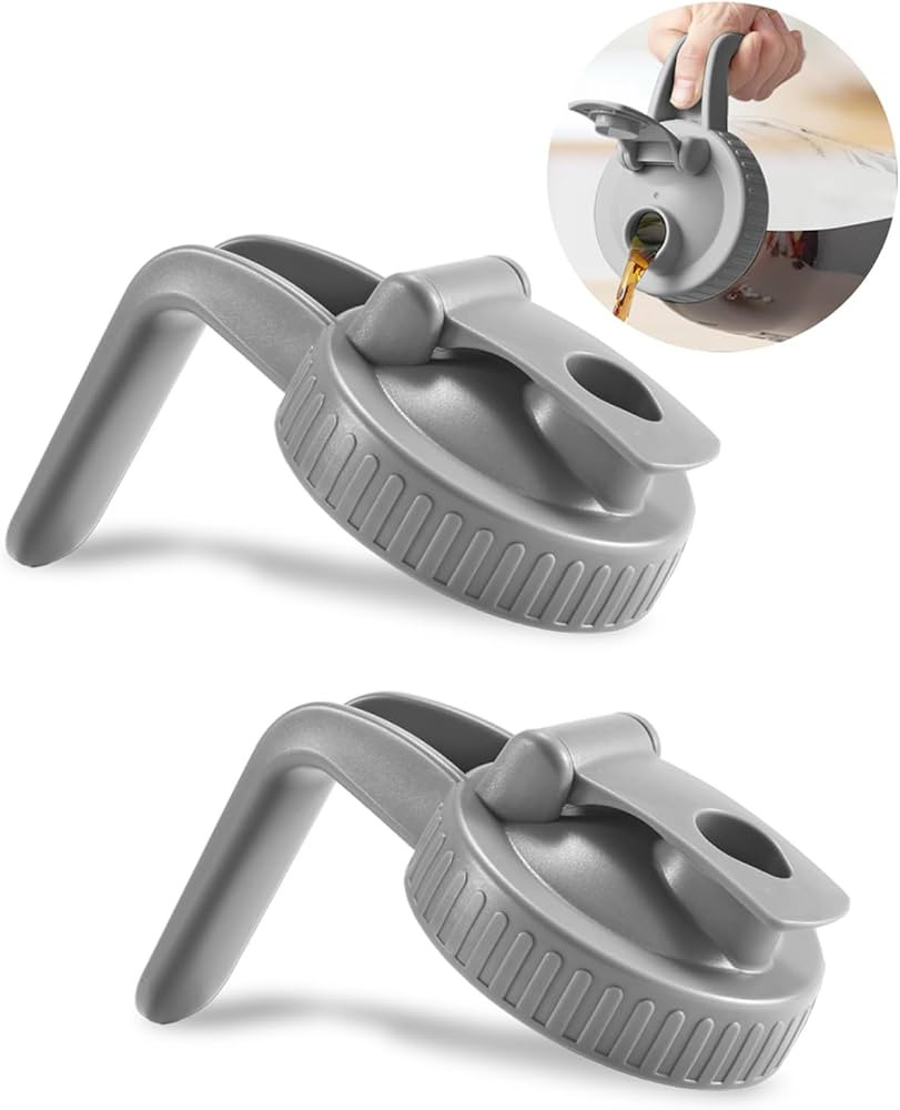 2 Pack Wide Mouth Mason Jar Lids V-Shaped with Handle, Mason Jar Pour Spout Lid with Extended Fli... | Amazon (US)