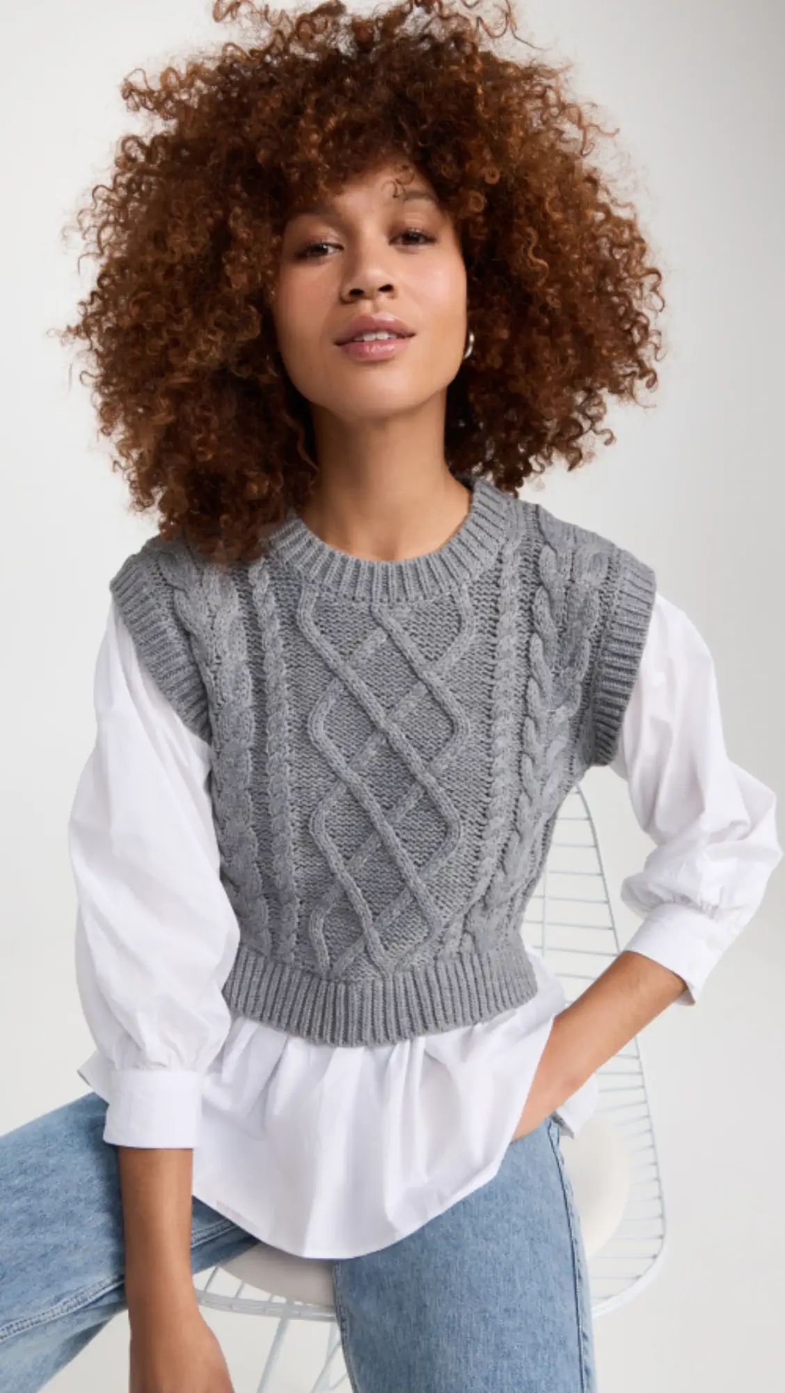 English Factory Mixed Media Cable Detail Sweater | Shopbop | Shopbop