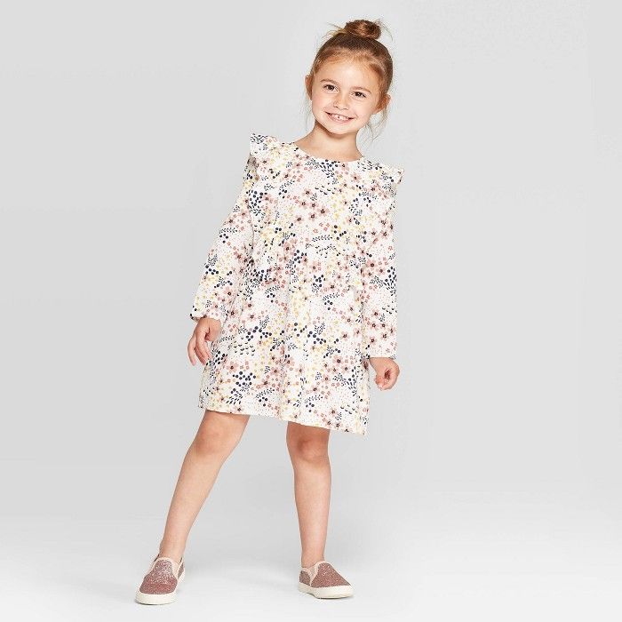 Toddler Girls' Long Sleeve Floral Ruffle Dress - art class™ | Target