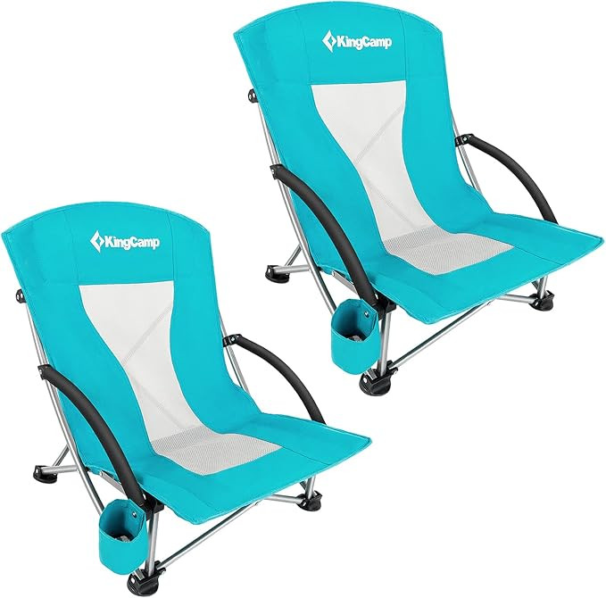 KingCamp Low Folding Beach Chairs for Adults,Portable Lightweight Lowback Sling Chair with Headre... | Amazon (US)