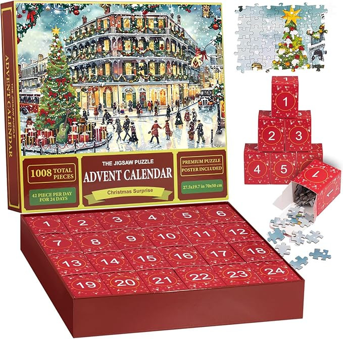 Advent Calendar 2024 Jigsaw Puzzle for Kids & Adult - 24 Days Christmas Countdown Calendar, 1008 ... | Amazon (US)