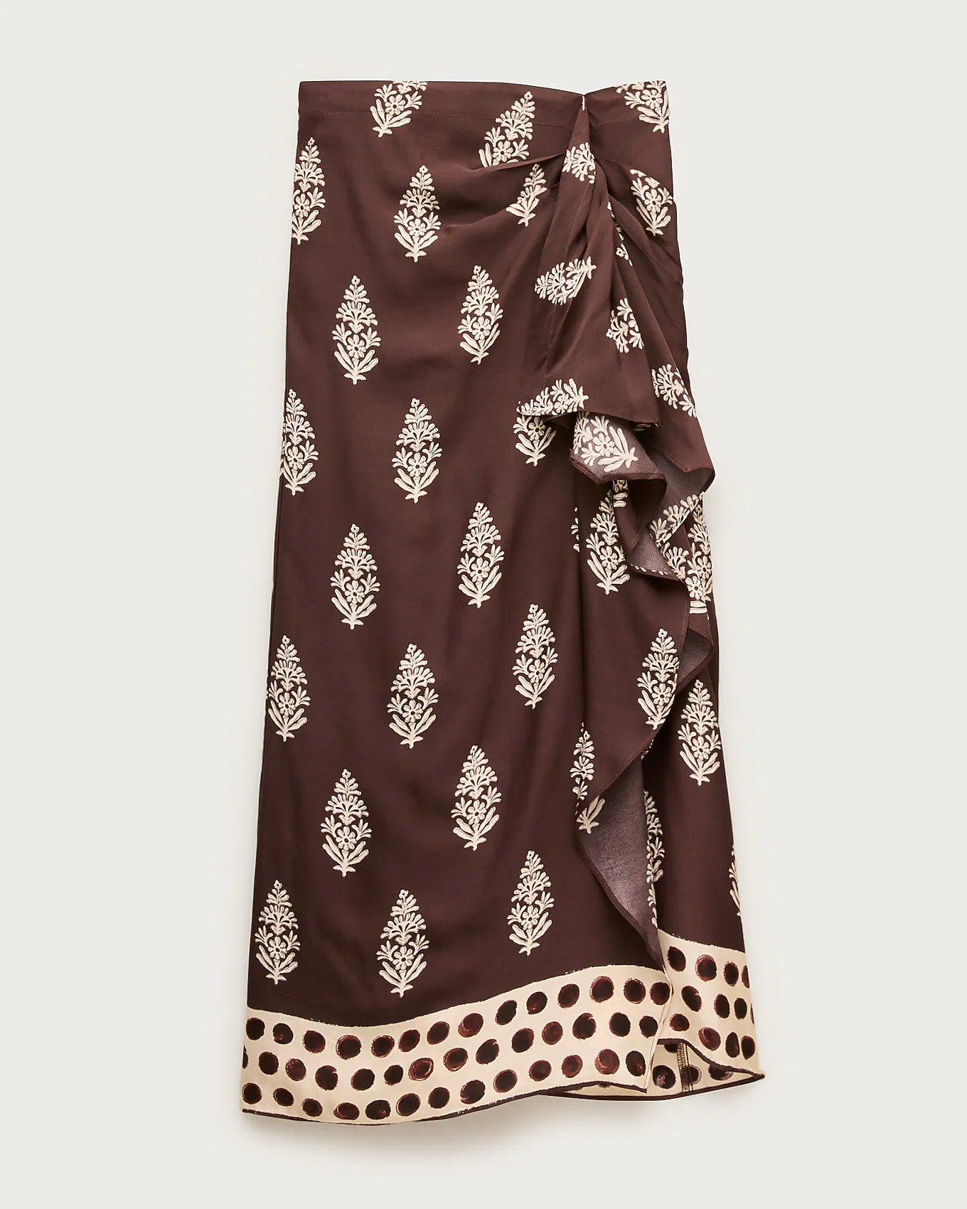 Faux-wrap skirt in cocoa block print | J. Crew US