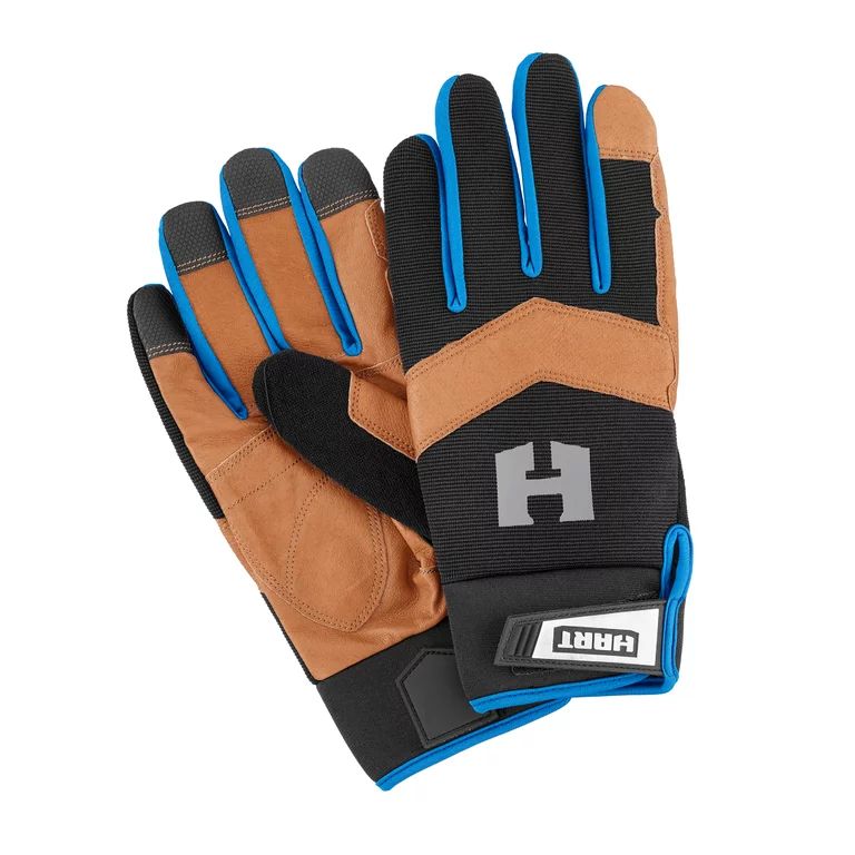 HART Leather Palm Work Gloves, 5-Finger Touchscreen Capable, Size Medium Safety Workwear Gloves | Walmart (US)