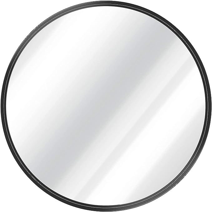 Grail-Life 32 Inch Black Round Mirror,Circle Bathroom Wall Mounted Mirror,Premium Aluminum Matte ... | Amazon (US)