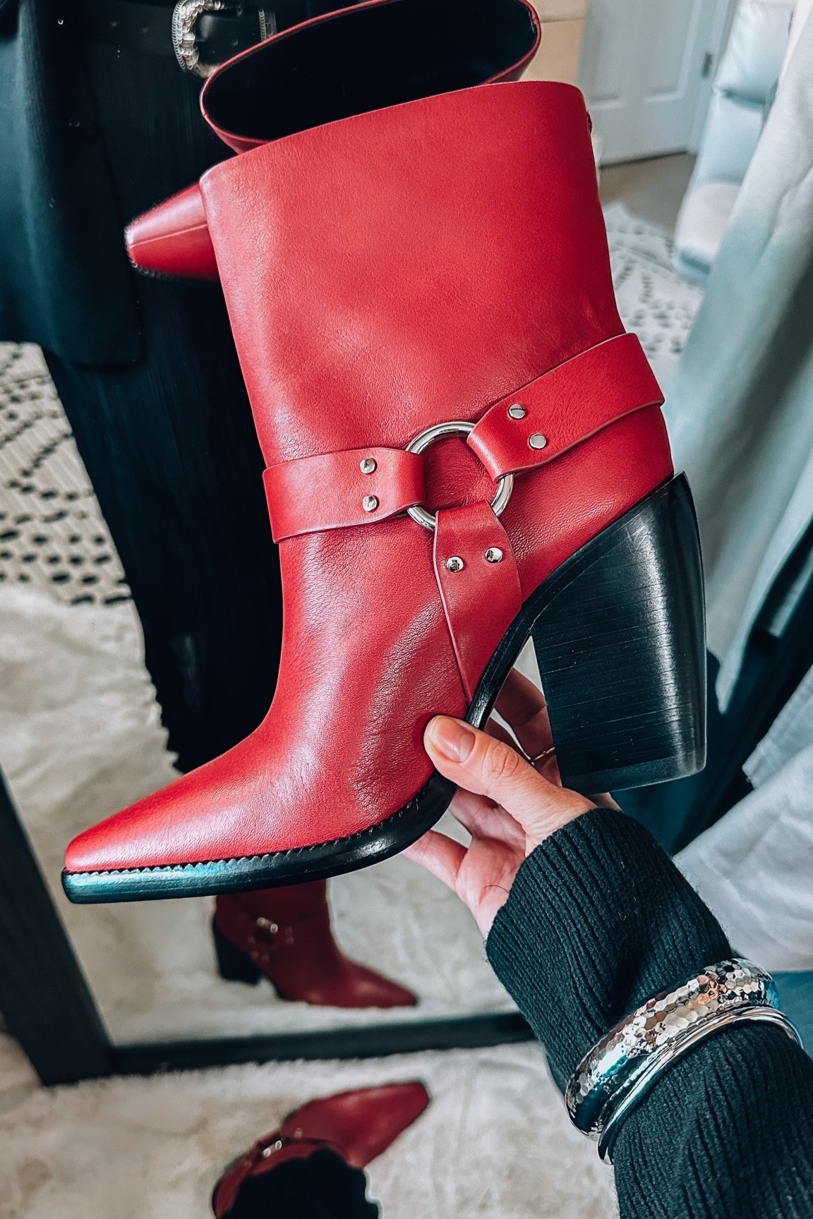 Fall outfit trends 
Red boots! Tts and so comfy 
Bangle bracelets 

#LTKSeasonal #LTKstyletip #LTKmidsize