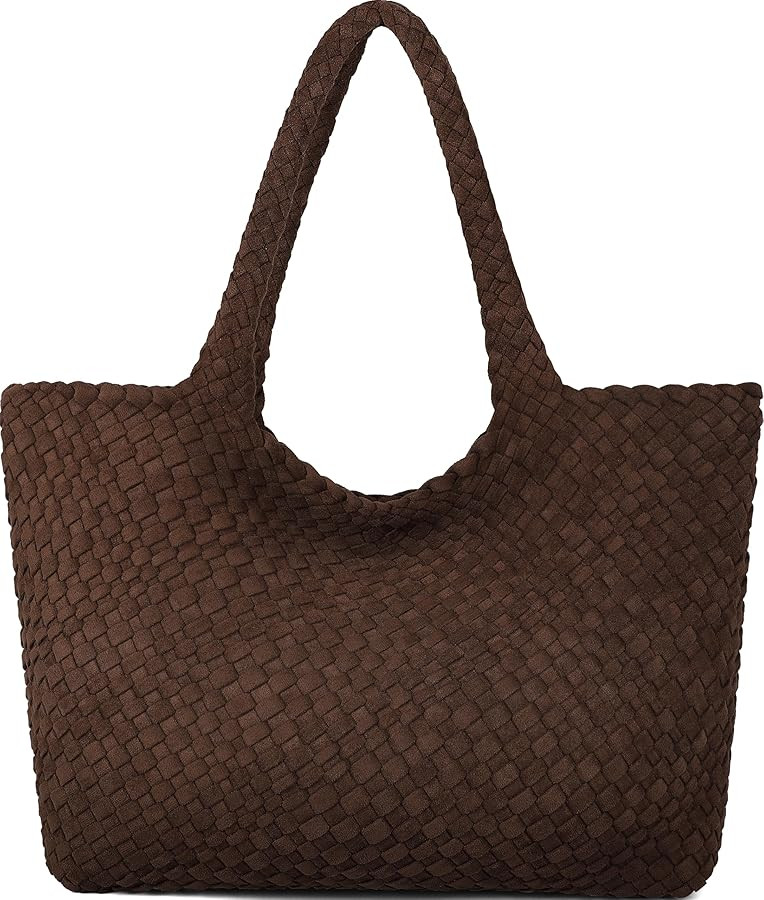 Queenoris Woven Bag for Women, Fashion Top Handle Shoulder Handbag Vegan Leather Shopper Purses L... | Amazon (US)