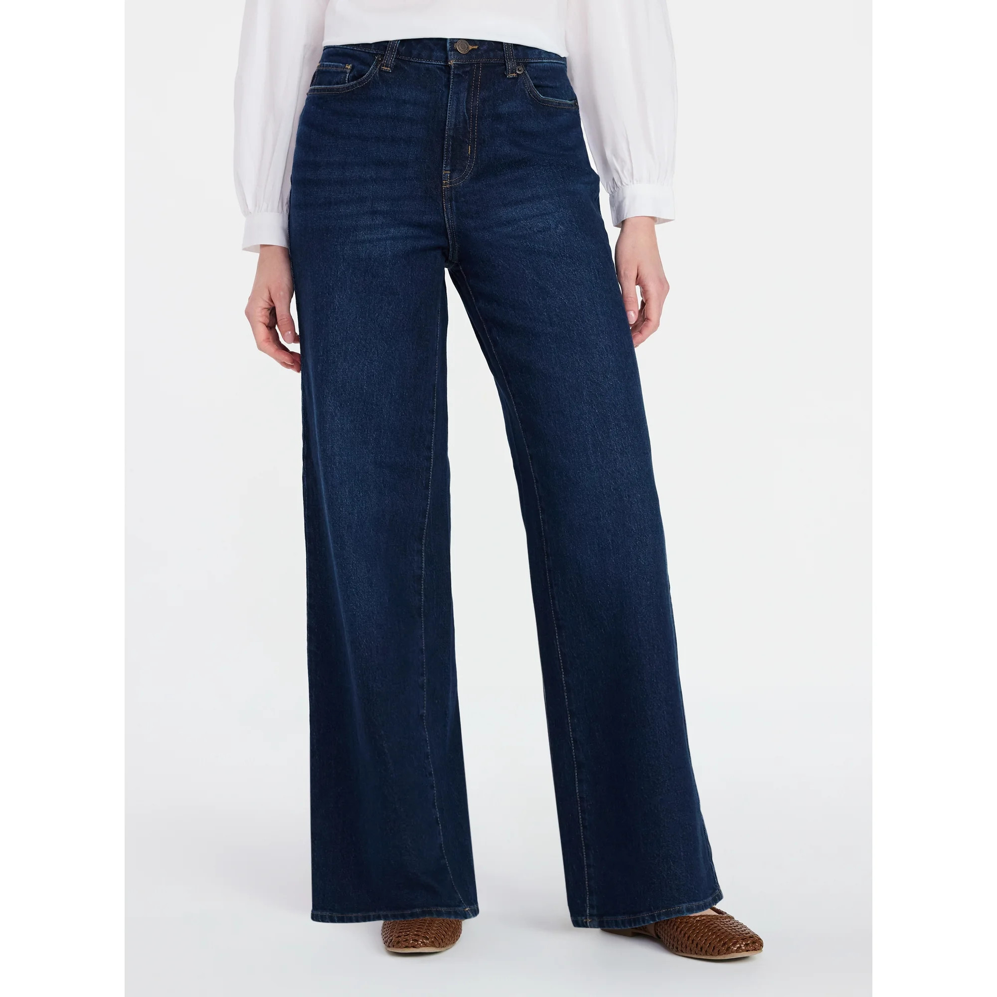 Time and Tru Women's Wide Leg Jeans, 31" Inseam, Sizes 0-22, 0L-22L | Walmart (US)