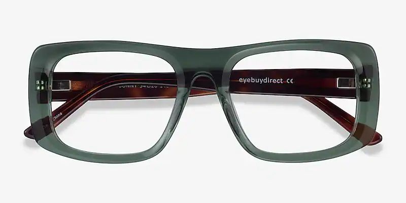 Sonny Rectangle Clear Green Tortoise Glasses for Men | Eyebuydirect | EyeBuyDirect.com
