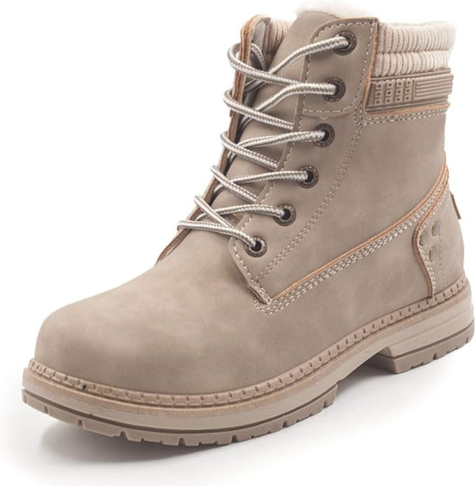 Xiakolaka Women Warm Winter Boots Fur Lined Combat Boots Lace up Ankle Booties | Amazon (US)