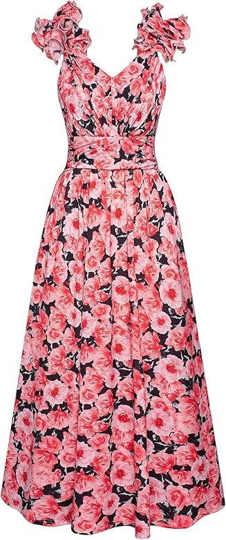 GRACE KARIN 2025 Women's Summer Floral Print Dress Sleeveless Casual Flowy Sundress A Line Ruffle... | Amazon (US)