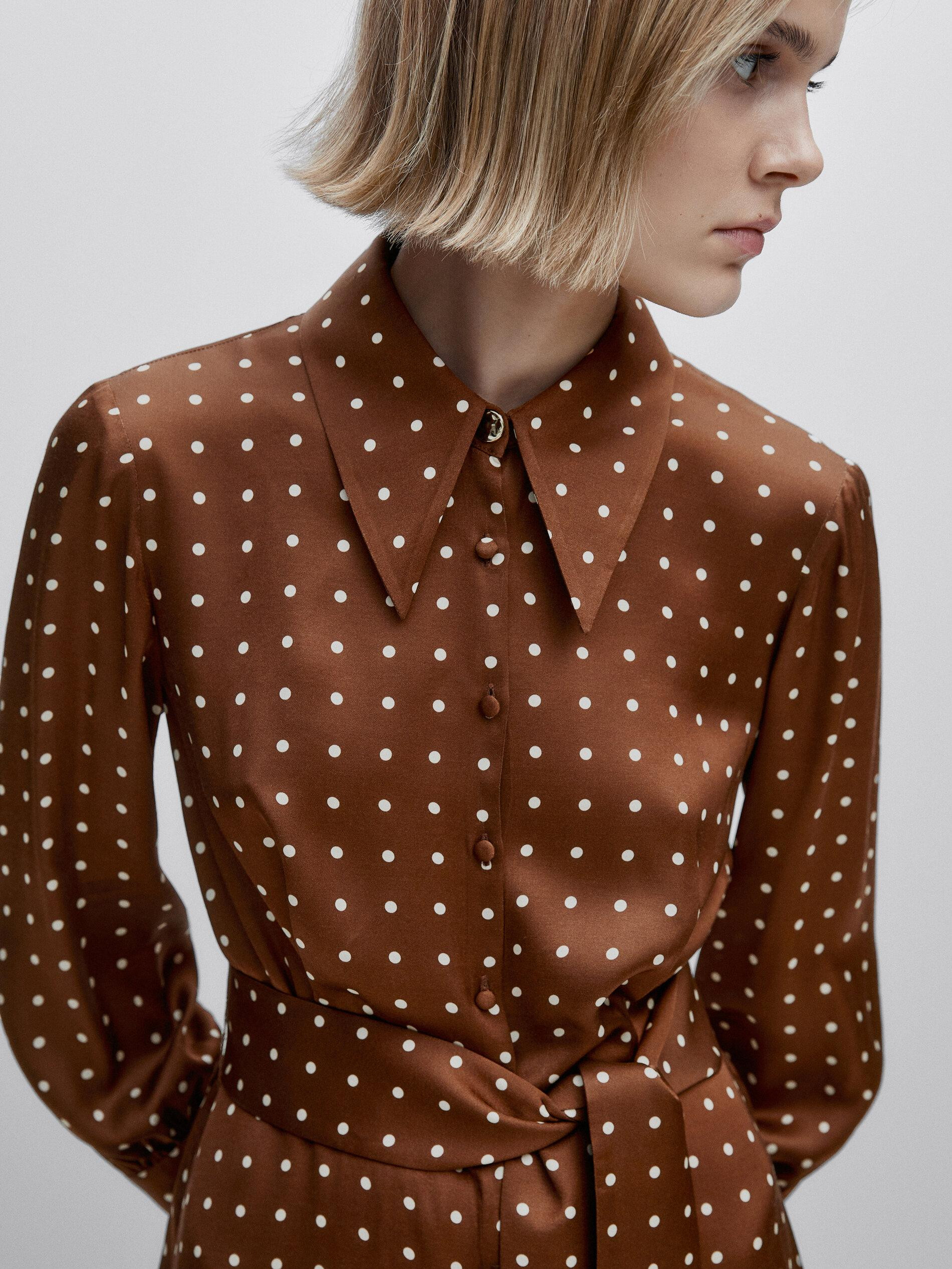 Polka dot print dress - Studio | Massimo Dutti US