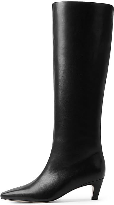 Modatope Knee High Boots Women Square Toe Kitten Heel Tall Boots Womens Fashion Long Boots | Amazon (US)