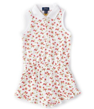 Polo Ralph LaurenLittle Girls 2T-6X Sleeveless Strawberry-Printed Stretch Mesh Polo Romper | Dillard's