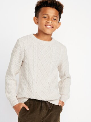 Long-Sleeve Cable-Knit Crew Neck Sweater for Boys | Old Navy (US)