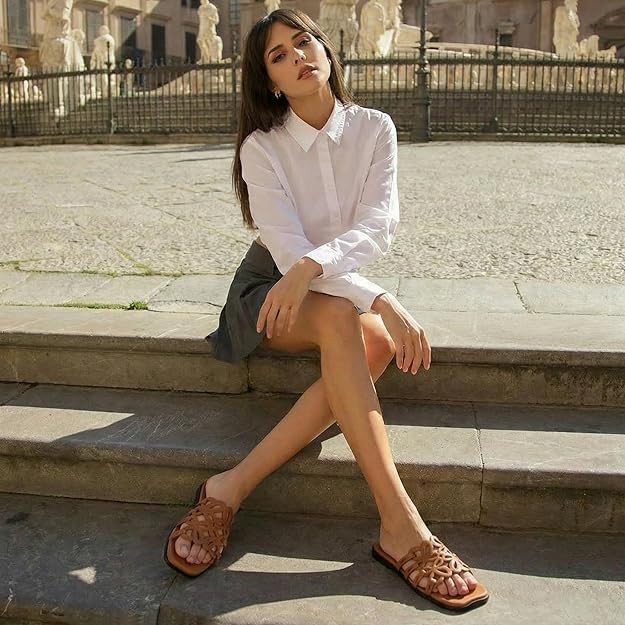 Flat Sandals for Women 2026 Luxury Open Toe Dressy Slip On Sandals Comfortable Slides for Summer | Amazon (US)