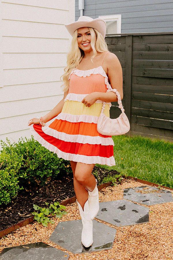 Smiling Ear To Ear Tiered Mini Dress In Peach | Impressions Online Boutique