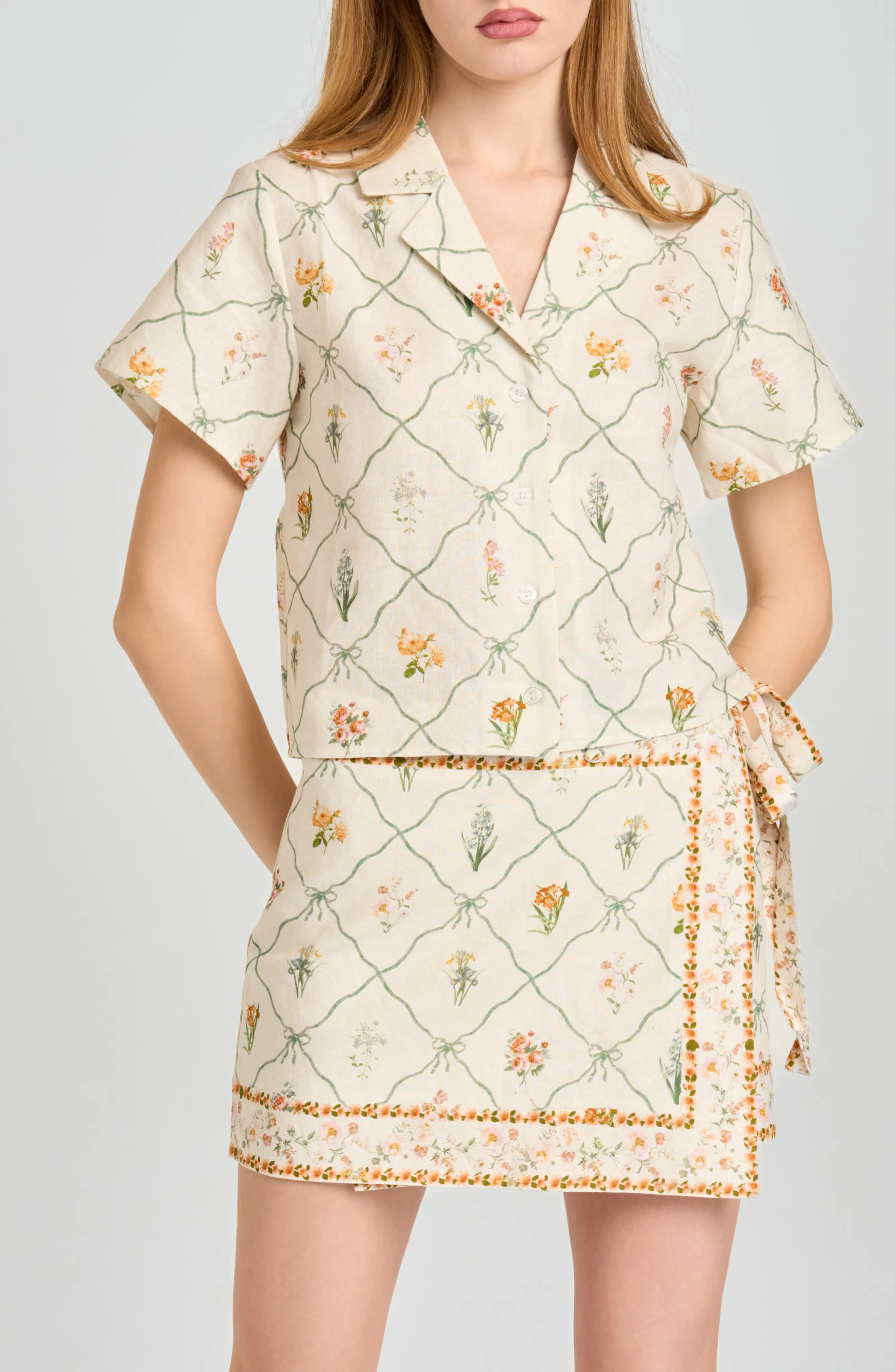 Amelia Print Linen Blend Button-Up Shirt (Women) | Nordstrom | Nordstrom