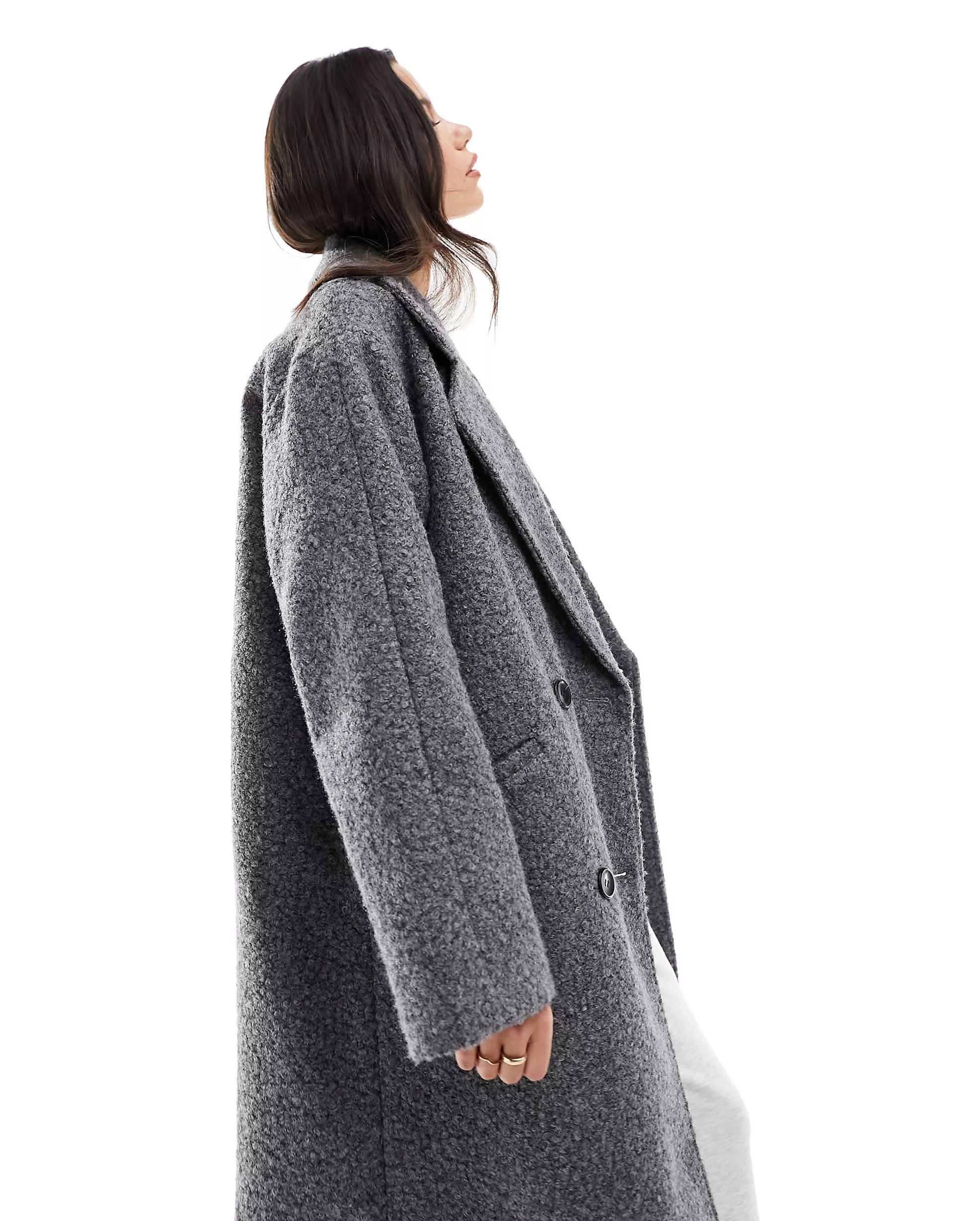 ASOS DESIGN oversized chuck on coat in charcoal boucle | ASOS (Global)