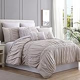 Modern Heirloom Collection Emily Texture Comforter Set, Full Queen, Light Gray | Amazon (US)