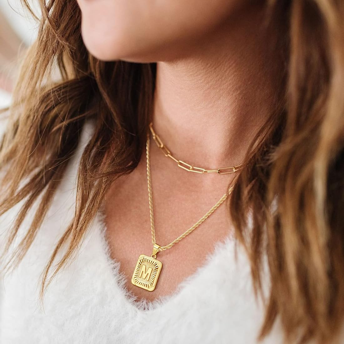Layered Gold Letter Necklace  | Amazon (US)