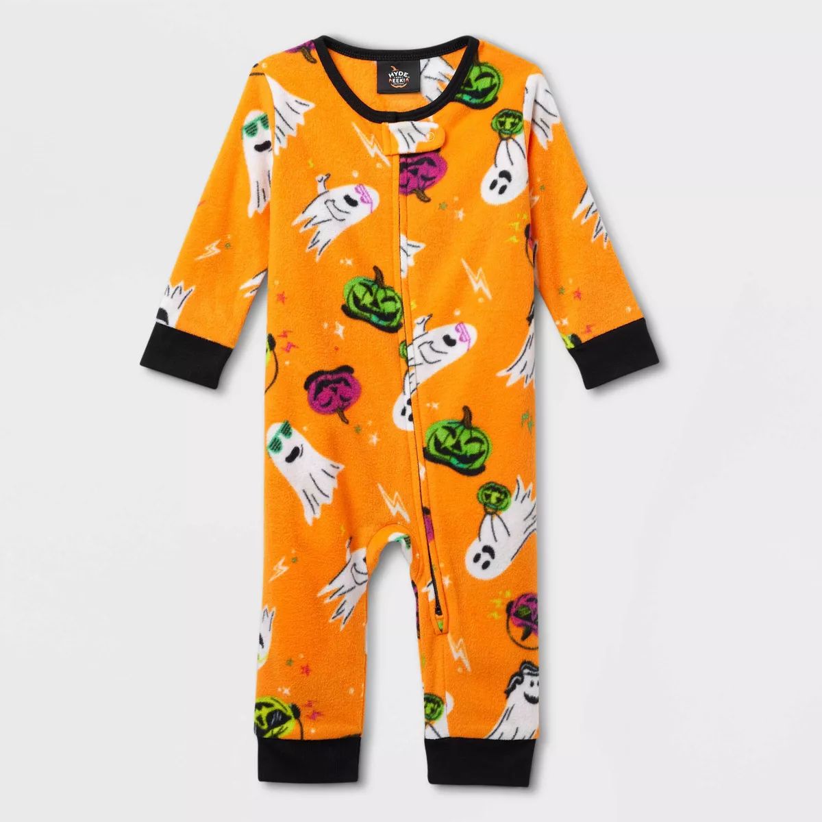 Baby Halloween Ghosts Fleece Union Suit - Hyde & EEK! Boutique™ Orange | Target